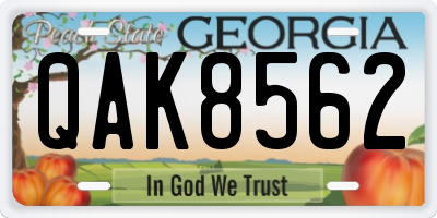 GA license plate QAK8562