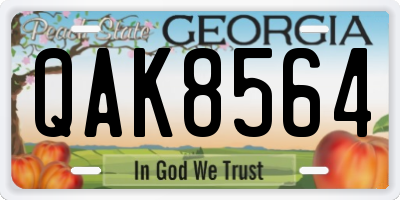 GA license plate QAK8564