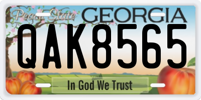 GA license plate QAK8565