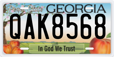 GA license plate QAK8568