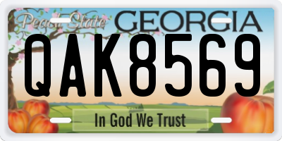 GA license plate QAK8569