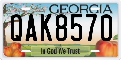 GA license plate QAK8570