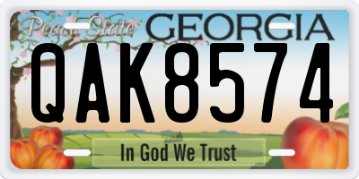 GA license plate QAK8574