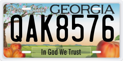 GA license plate QAK8576