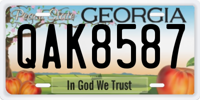 GA license plate QAK8587