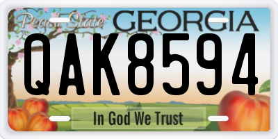 GA license plate QAK8594