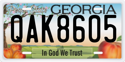 GA license plate QAK8605