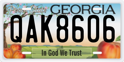 GA license plate QAK8606