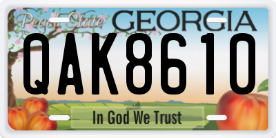 GA license plate QAK8610