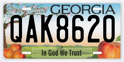 GA license plate QAK8620