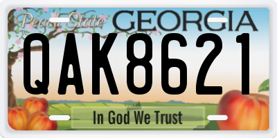 GA license plate QAK8621