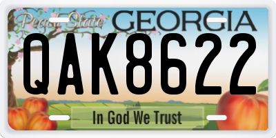 GA license plate QAK8622