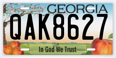GA license plate QAK8627
