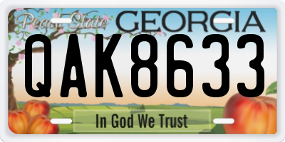 GA license plate QAK8633