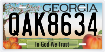 GA license plate QAK8634