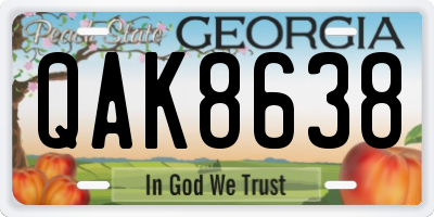 GA license plate QAK8638