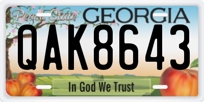 GA license plate QAK8643