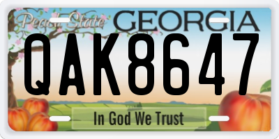 GA license plate QAK8647