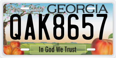 GA license plate QAK8657