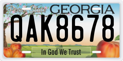 GA license plate QAK8678