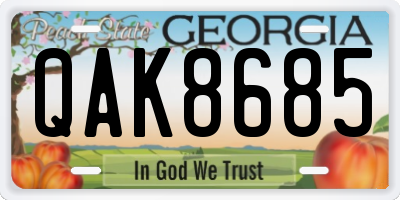 GA license plate QAK8685