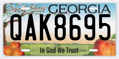 GA license plate QAK8695