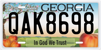 GA license plate QAK8698