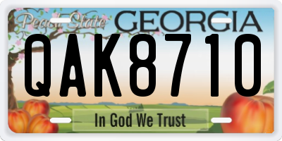 GA license plate QAK8710