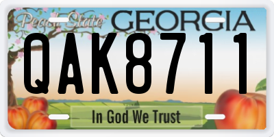 GA license plate QAK8711