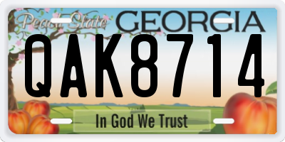 GA license plate QAK8714