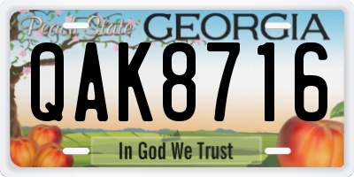GA license plate QAK8716
