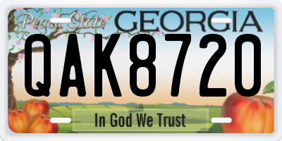 GA license plate QAK8720