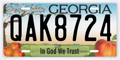 GA license plate QAK8724