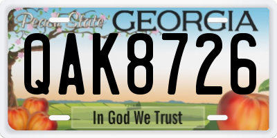 GA license plate QAK8726