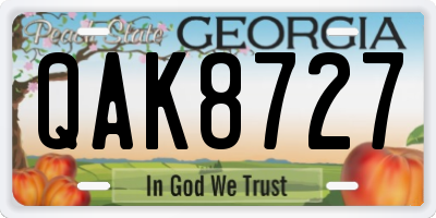 GA license plate QAK8727