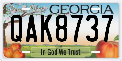 GA license plate QAK8737