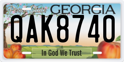 GA license plate QAK8740