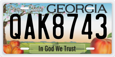 GA license plate QAK8743