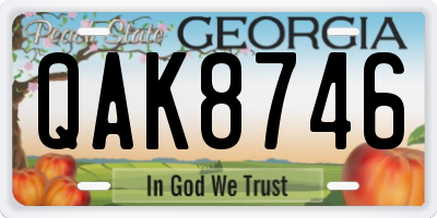 GA license plate QAK8746