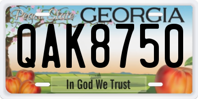 GA license plate QAK8750