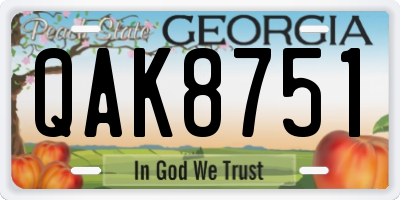 GA license plate QAK8751