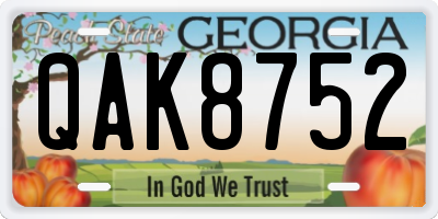 GA license plate QAK8752