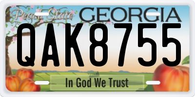 GA license plate QAK8755