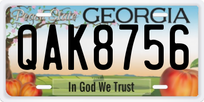 GA license plate QAK8756