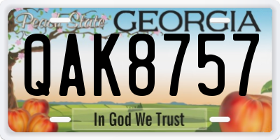 GA license plate QAK8757