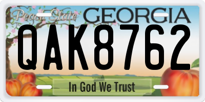 GA license plate QAK8762