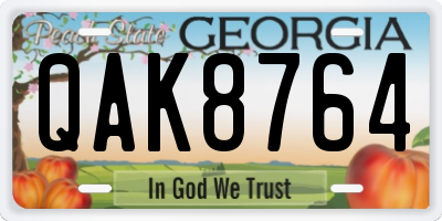 GA license plate QAK8764