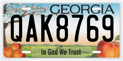 GA license plate QAK8769