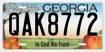 GA license plate QAK8772