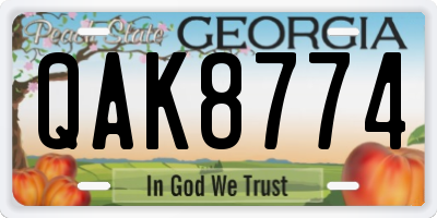 GA license plate QAK8774